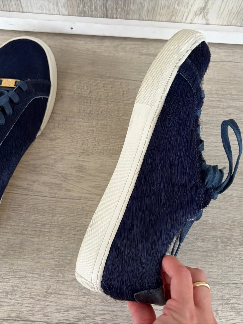 True Religion Blue Fur Sneakers Mens 10 42 Low Top Y2K Funky Club Shoes